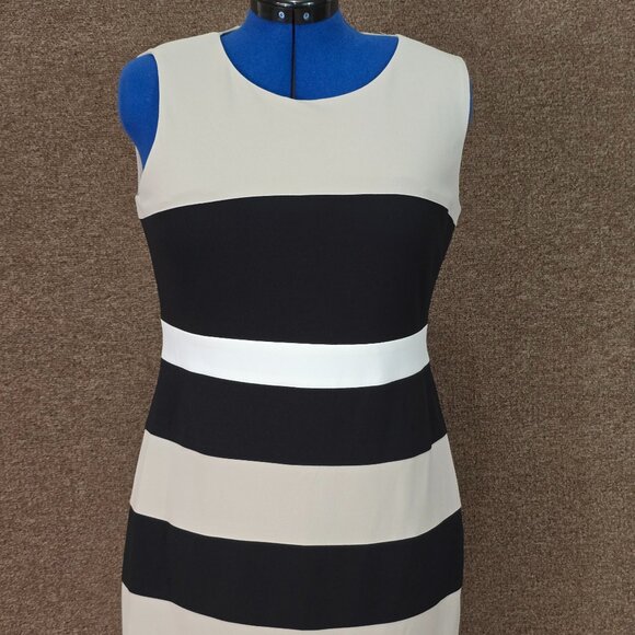 Tommy Hilfiger Colorblock Stripe Crepe Sheath Dress Sz 14 Pre Owned - Picture 1 of 7